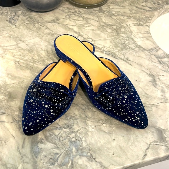 Sparkly blue velvet flats